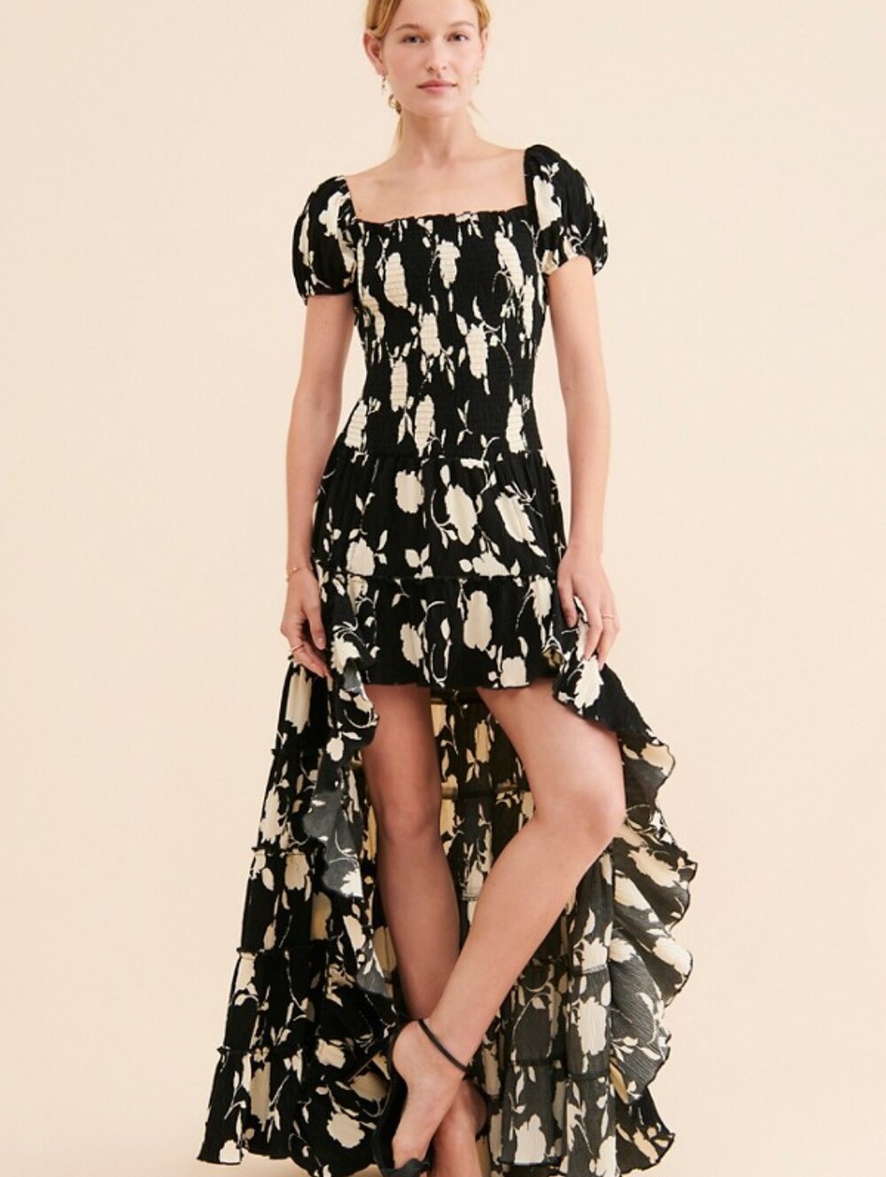 Muche & Muchette Sakura Hi-low Ruffled Dress Black And White Women's Size M/L